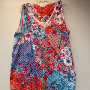 Concepts Tank Top Womens XXL 20 Multi Excellent Floral Patchwork Tie Shoulder